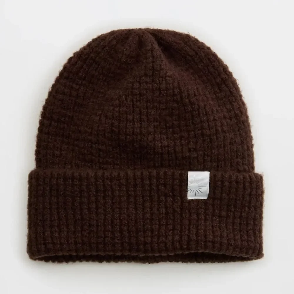 OFFLINE Brown Deep Earth Waffle Knit Beanie Hat